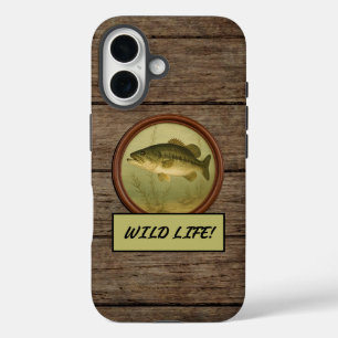 Largemouth Bass Dark Wood iPhone Cases