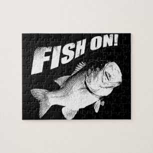 Largemouth bass fish on jigsaw puzzle