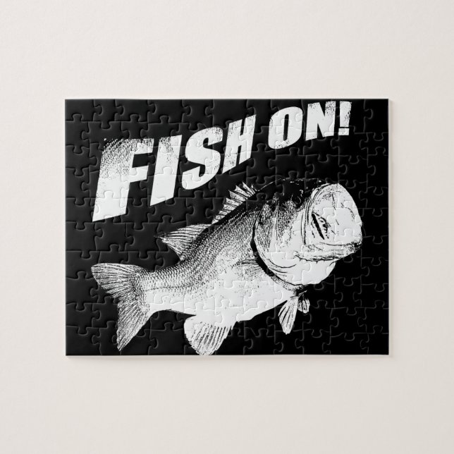 Largemouth bass fish on jigsaw puzzle (Horizontal)