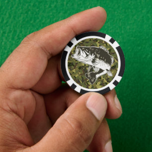 Largemouth Bass Fishing Camouflage Cool Sports Poker Chips