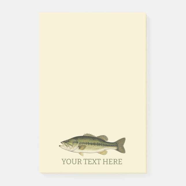 Largemouth Bass Fishing Personalized Post-it Notes (Front)