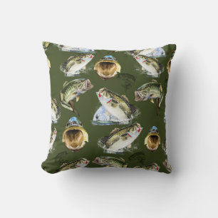 Largemouth Bass Fishing Wrapping Paper Throw Pillow