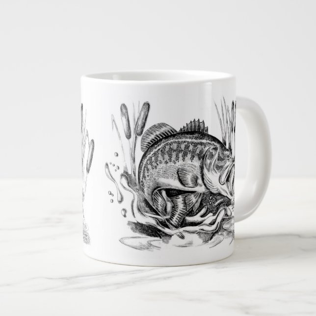 Largemouth Bass Large Coffee Mug (Front Right)