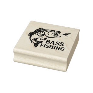 Largemouth Bass Lunging for a lure bait Rubber Stamp