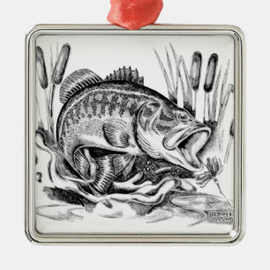 Largemouth bass metal ornament