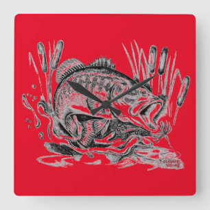 Largemouth Bass Square Wall Clock