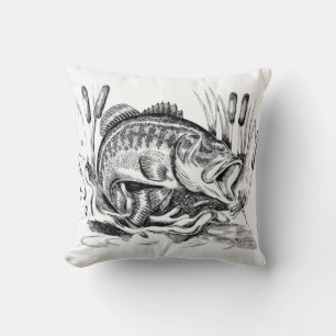 Largemouth Bass Throw Pillow