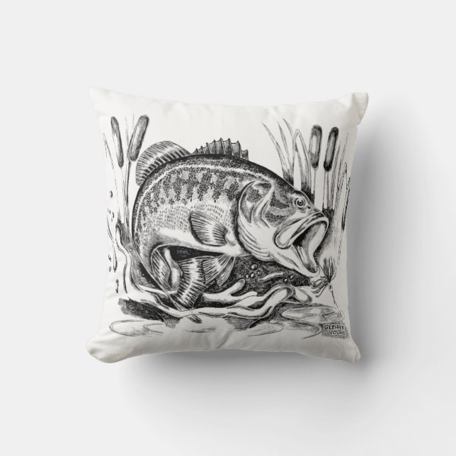 Largemouth Bass Throw Pillow (Front)