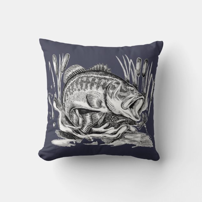 Largemouth Bass Throw Pillow (Front)