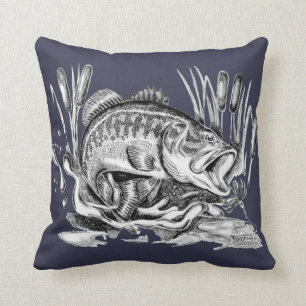 Largemouth Bass Throw Pillow