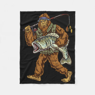 Largemouth Byss Fishing Bigfoot Fisherman 1  Fleece Blanket