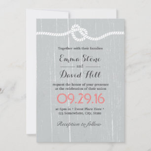 L'argent rustique nouer les invitations de mariage