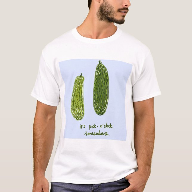 Larger "It's Pickle-o'clock Somewhere" Print Tee (Front)