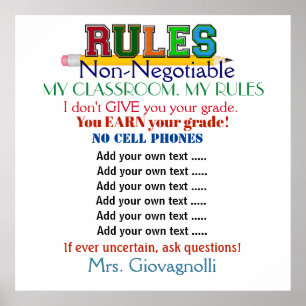 Larger Version 3 Teacher Classroom Rules Poster