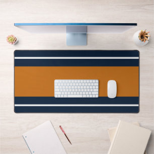 Larges Rayures de Course Orange Blanc Bleu Marine