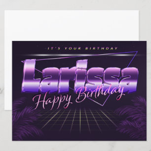 Larissa Nom Prénom lila retro Carte Anniversaire