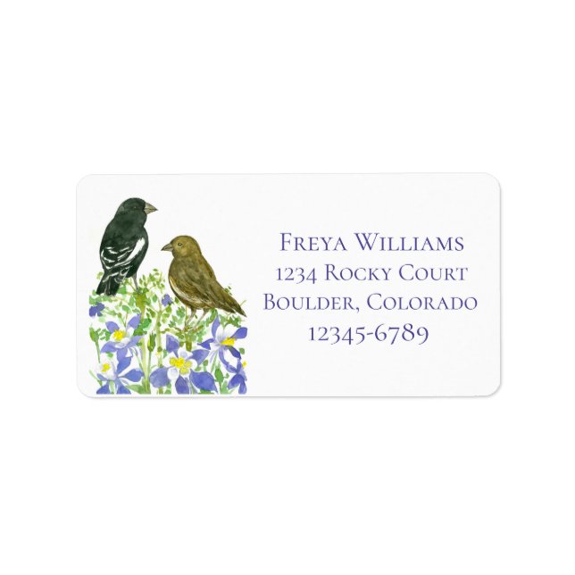 Lark Bunting State Bird Of Colorado Columbine Label (Front)
