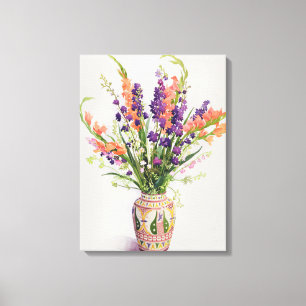 Larkspur and Gladioli in a Moroccan Vase Canvas Print