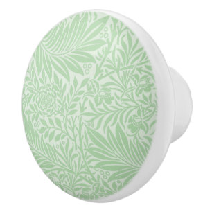 Larkspur by William Morris Vintage Green Floral Ceramic Knob