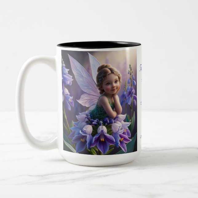 Larkspur Flower Fairy Two-Tone Coffee Mug (Left)