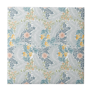 Larkspur Gold Orange Teal Botanical Design Tile