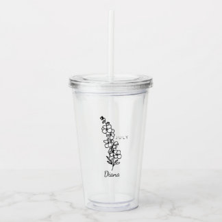Larkspur July Birth Flower Personalized Name Acrylic Tumbler