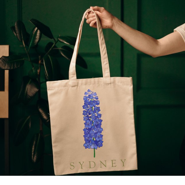 Larkspur July Custom Birth Flower Gift Tote Bag (Creator Uploaded)