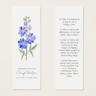 Larkspur Simple Memorial Mini Bookmark