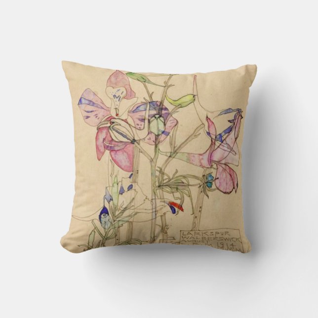 Larkspur Walberswick by Charles Mackintosh Throw Pillow (Front)