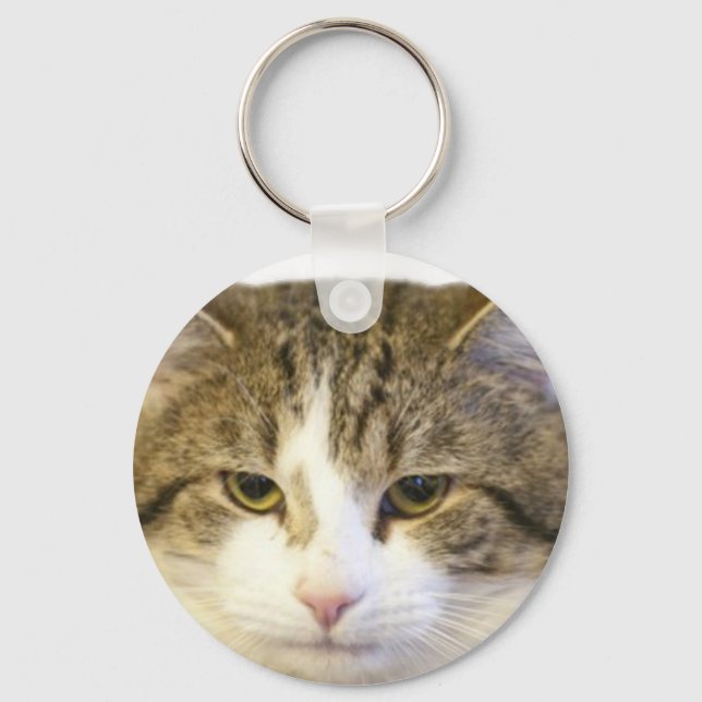 Larry the Downing Street Cat Face Keychain (Front)