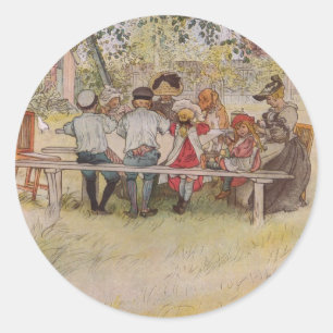 Larsson: Breakfast under the Big Birch Classic Round Sticker