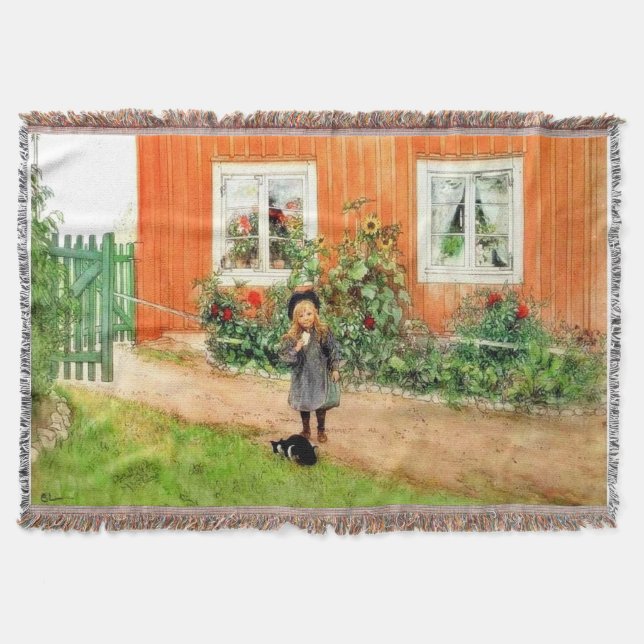 Larsson - Brita with a Cat and a Sandwich Throw Blanket (Front)