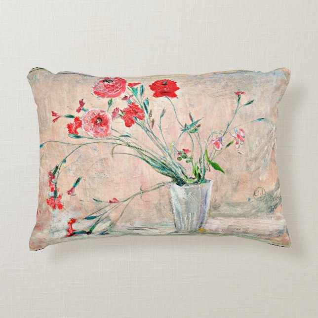 Larsson - Carnations and Poppies Accent Pillow (Front)