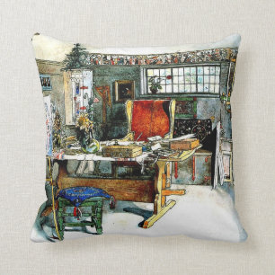 Larsson - The Studio, Carl Larsson painting Throw Pillow