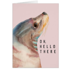 L'art mignon   d'aquarelle d'otarie oh bonjour
