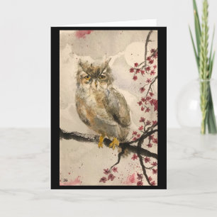 L'art original du hibou sur une carte vierge