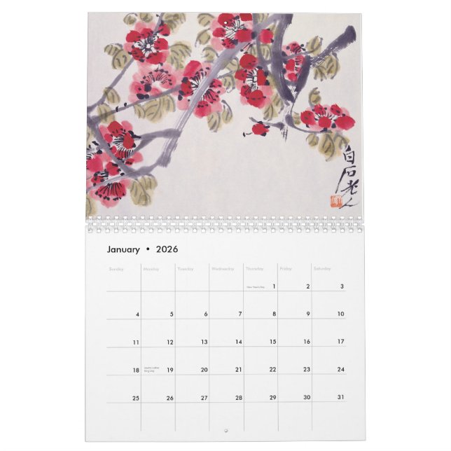 L'art principal oriental plante le calendrier (Jan 2026)