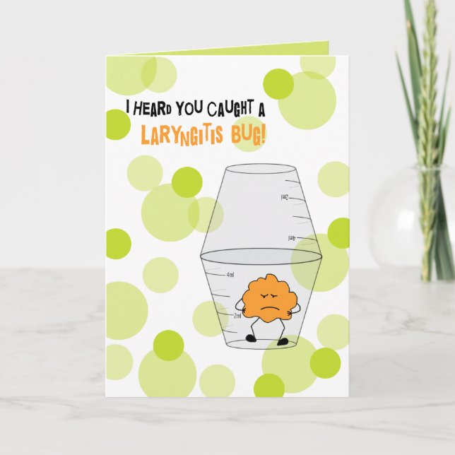 Laryngitis Get Well Trapped Bug in Medicine Cups Card (Front)