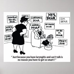 Laryngitis Saved the Day, Funny Vintage Poster