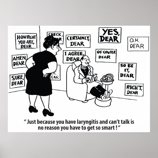 Laryngitis Saved the Day, Funny Vintage Poster (Front)