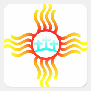 Las Cruces New Mexico Zia with Three Crosse Square Sticker