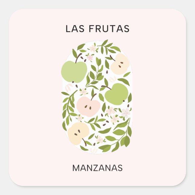 Las Frutas: Manzanas - Apple Market Square Sticker (Front)