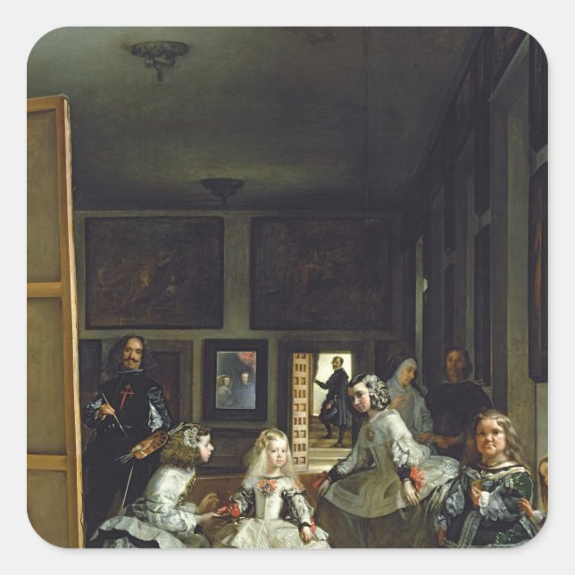 Las Meninas or The Family of Philip IV, c.1656 2 Square Sticker (Front)