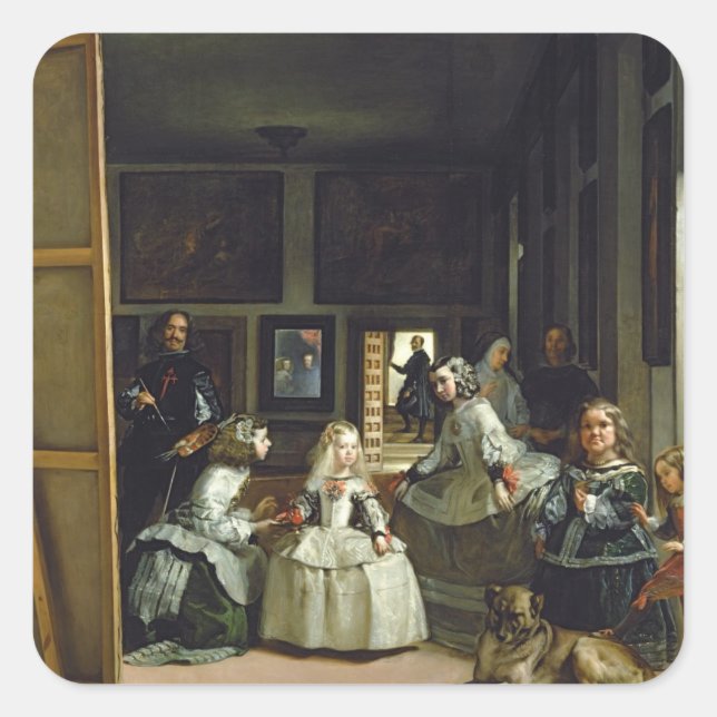 Las Meninas or The Family of Philip IV, c.1656 Square Sticker (Front)