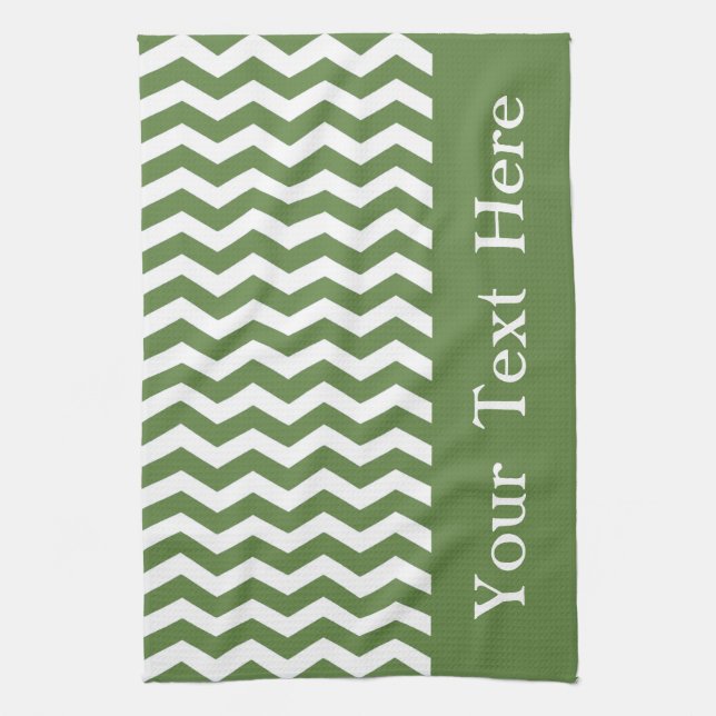 Las Palmas Green Wave Chevron customizable Kitchen Towel (Vertical)