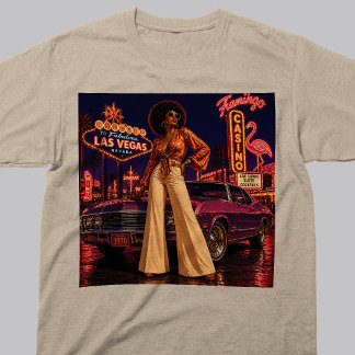 Las Vegas 1970s Retro Black Woman Vintage T-Shirt