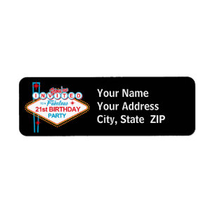 Las Vegas 21st Birthday Address Label