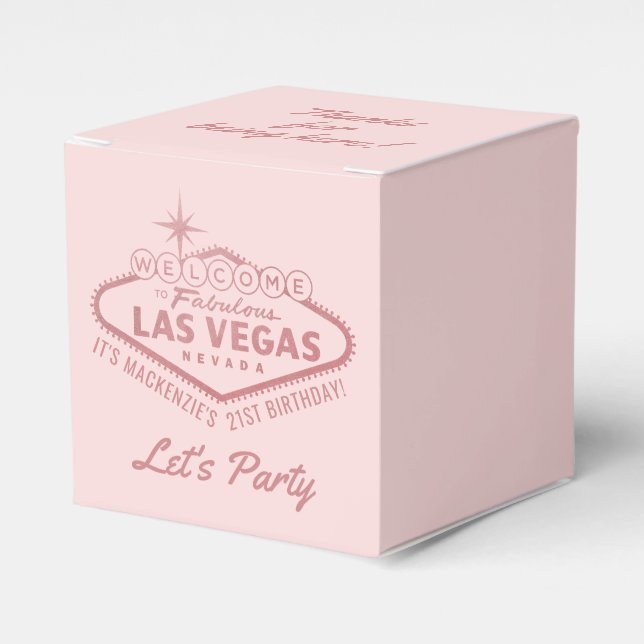 Las Vegas 21st Birthday Party Girly Personalized Favor Box (Front Side)