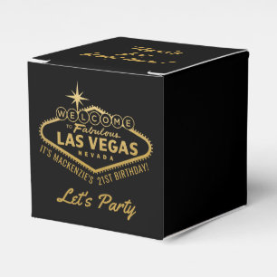 Las Vegas 21st Birthday Party Gold Personalized Favor Box