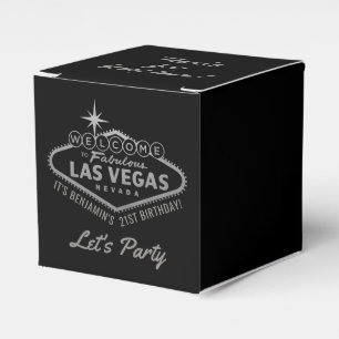 Las Vegas 21st Birthday Party Silver Personalized Favor Box